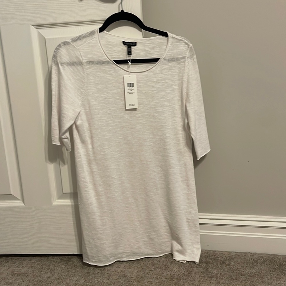BNWT Eileen Fisher white short sleeve top size Small